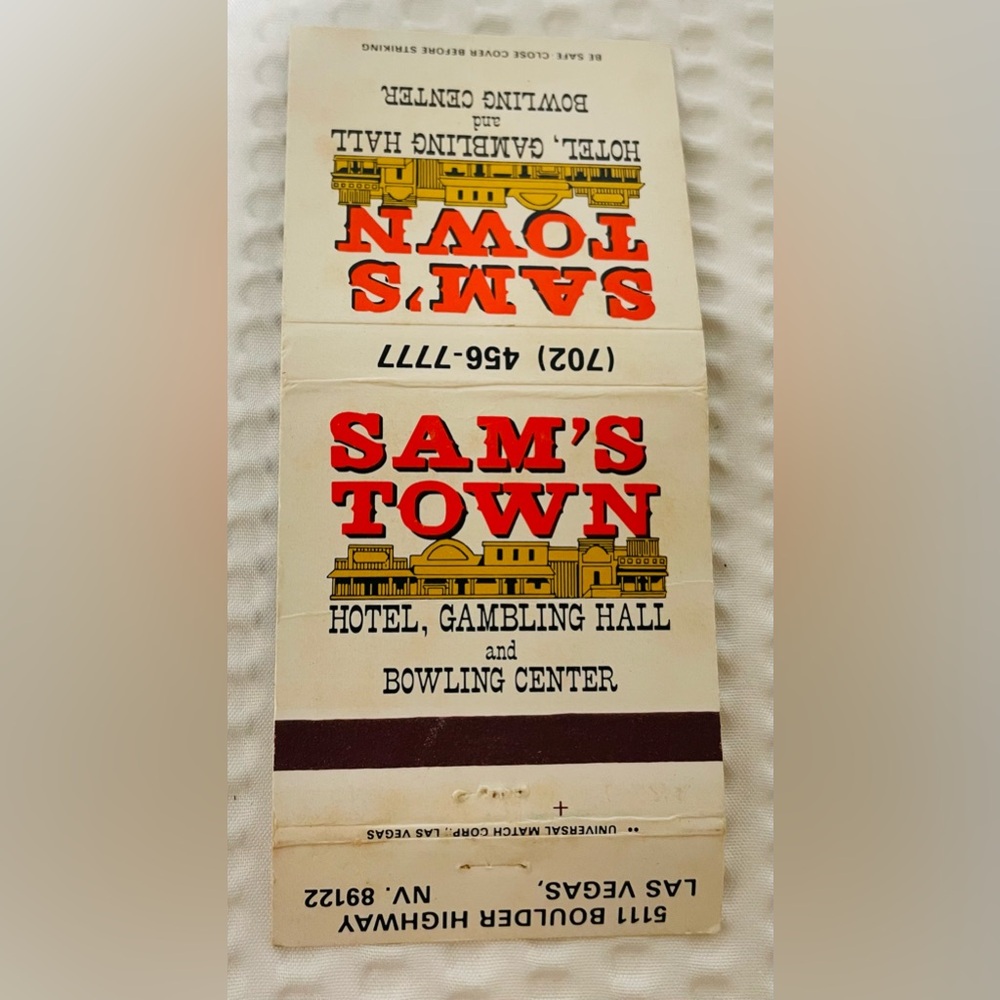 Matchbook Sam’s Town Casino Las Vegas Matchbox sams